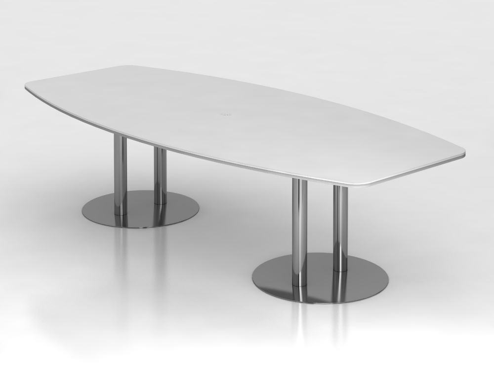 Hammerbacher Konferenztisch in Weiß 280 cm mit Säulenfuß Chrom Produktbild Hammerbacher Konferenztisch in Weiß 280 cm mit Säulenfuß Chrom