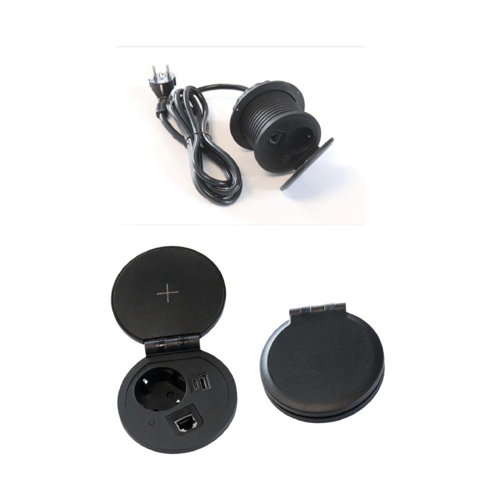 Hammerbacher für Qi-fähige Geräte Ladeleistung 5W Multifunktionssteckdose ELQI21 mit Bohrung Produktbild Hammerbacher für Qi-fähige Geräte Ladeleistung 5W Multifunktionssteckdose ELQI21 mit Bohrung