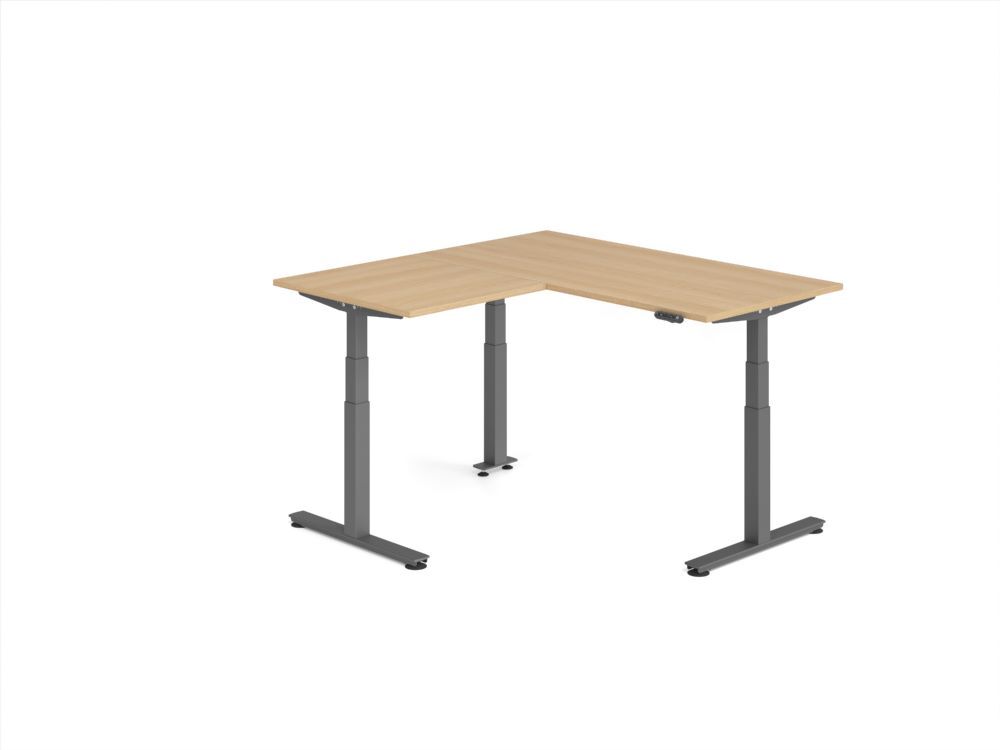 Produktbild Hammerbacher Sitz Steh Winkeltisch 160x160cm Eiche/Graphit