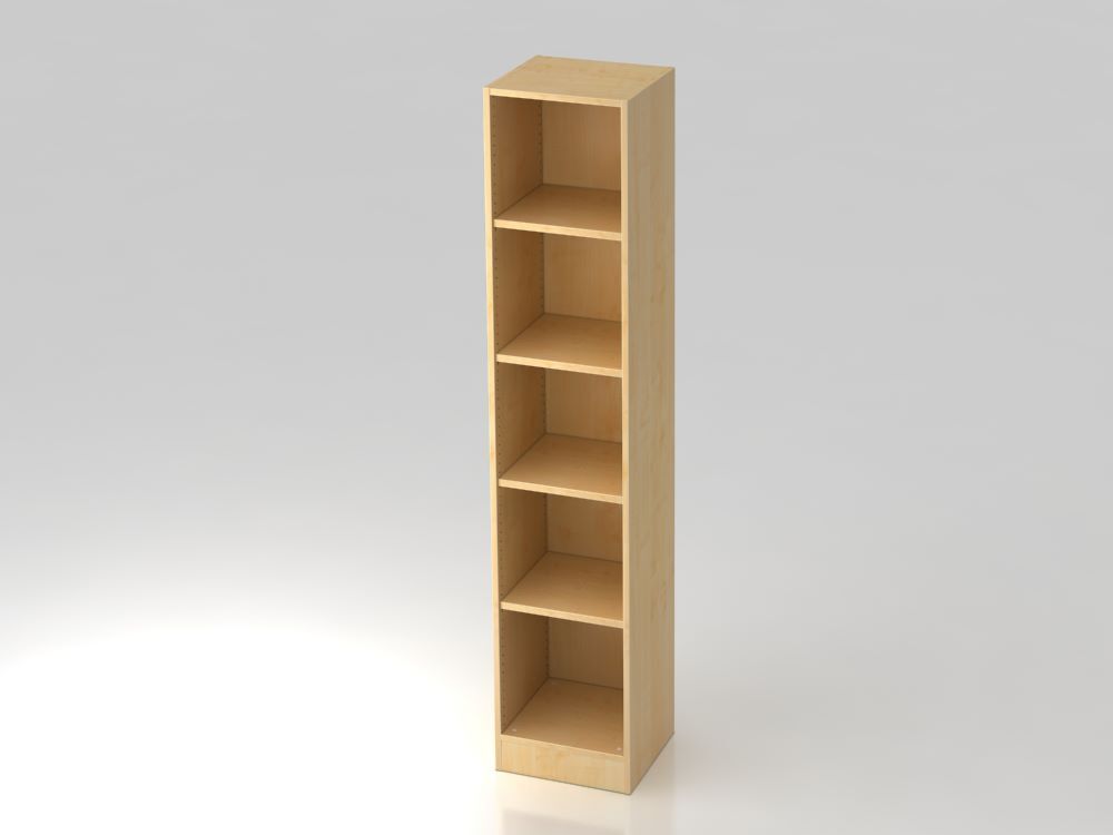 Hammerbacher Regal schmal 5OH mit Sockelblende in Ahorn 40,6 x 40 x 200,4 cm Produktbild Hammerbacher Regal schmal 5OH mit Sockelblende in Ahorn 40,6 x 40 x 200,4 cm