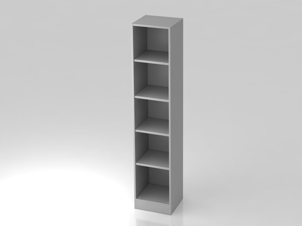 Hammerbacher Regal schmal 5OH 40,6 x 40 x 200,4 cm mit Sockelblende in Grau Produktbild Hammerbacher Regal schmal 5OH 40,6 x 40 x 200,4 cm mit Sockelblende in Grau