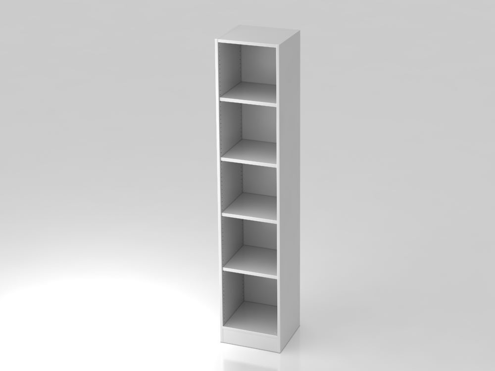 Hammerbacher Regal schmal 5OH 40,6 x 40 x 200,4 cm mit Sockelblende Weiß Produktbild Hammerbacher Regal schmal 5OH 40,6 x 40 x 200,4 cm mit Sockelblende Weiß
