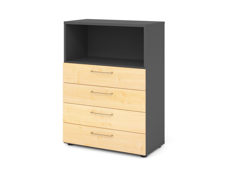 Produktbild Hammerbacher Regal 3OH 4 Schübe Graphit/Ahorn