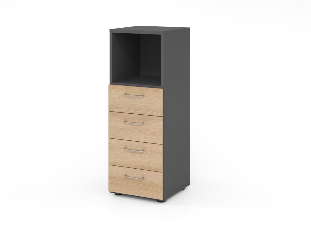 Produktbild Hammerbacher Regal 3OH mit 4 Schübe BS Graphit/Eiche