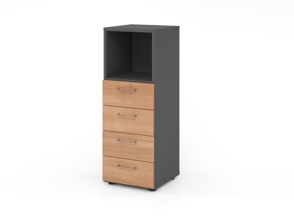 Produktbild Hammerbacher Regal 3OH mit 4 Schübe BS Graphit/Nussbaum