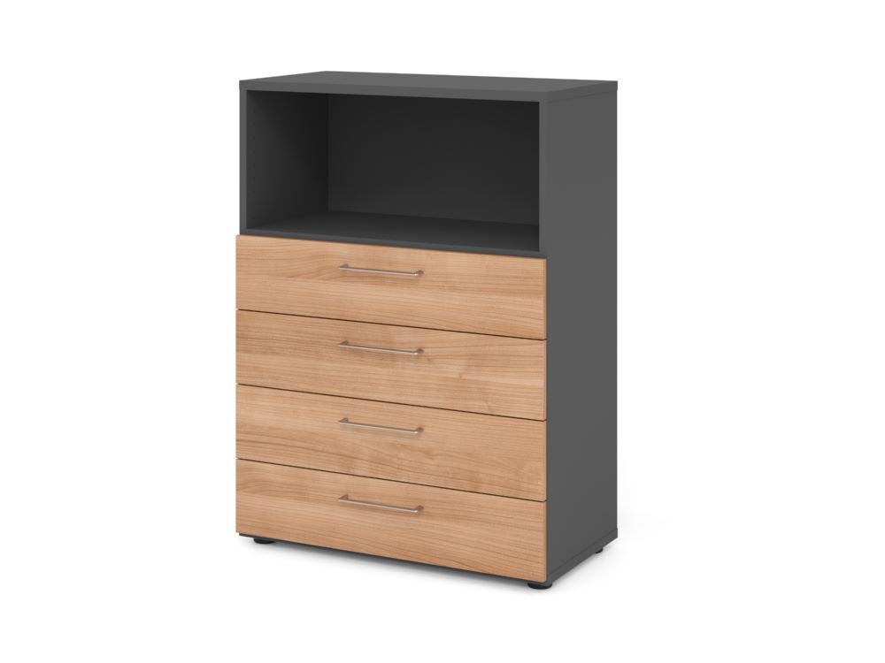 Produktbild Hammerbacher Regal 3OH 4 Schübe Graphit/Nussbaum