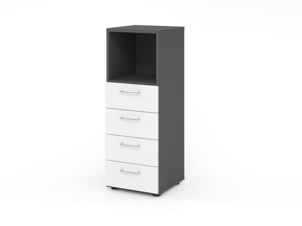 Produktbild Hammerbacher Regal 3OH mit 4 Schübe BS Graphit/Weiß