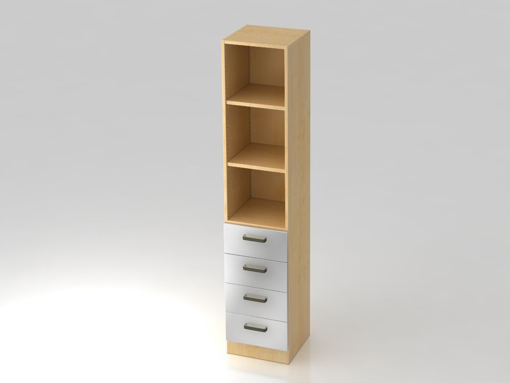 Hammerbacher Regal 5OH Ahorn 40,6 x 42 x 200,4 cm 4 Schübe SG Silber Produktbild Hammerbacher Regal 5OH Ahorn 40,6 x 42 x 200,4 cm 4 Schübe SG Silber