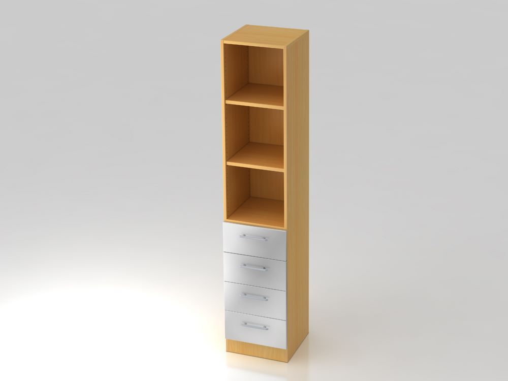 Hammerbacher Regal 5OH Buche 3 Fächer 4 Schübe RE Produktbild Hammerbacher Regal 5OH Buche 3 Fächer 4 Schübe RE