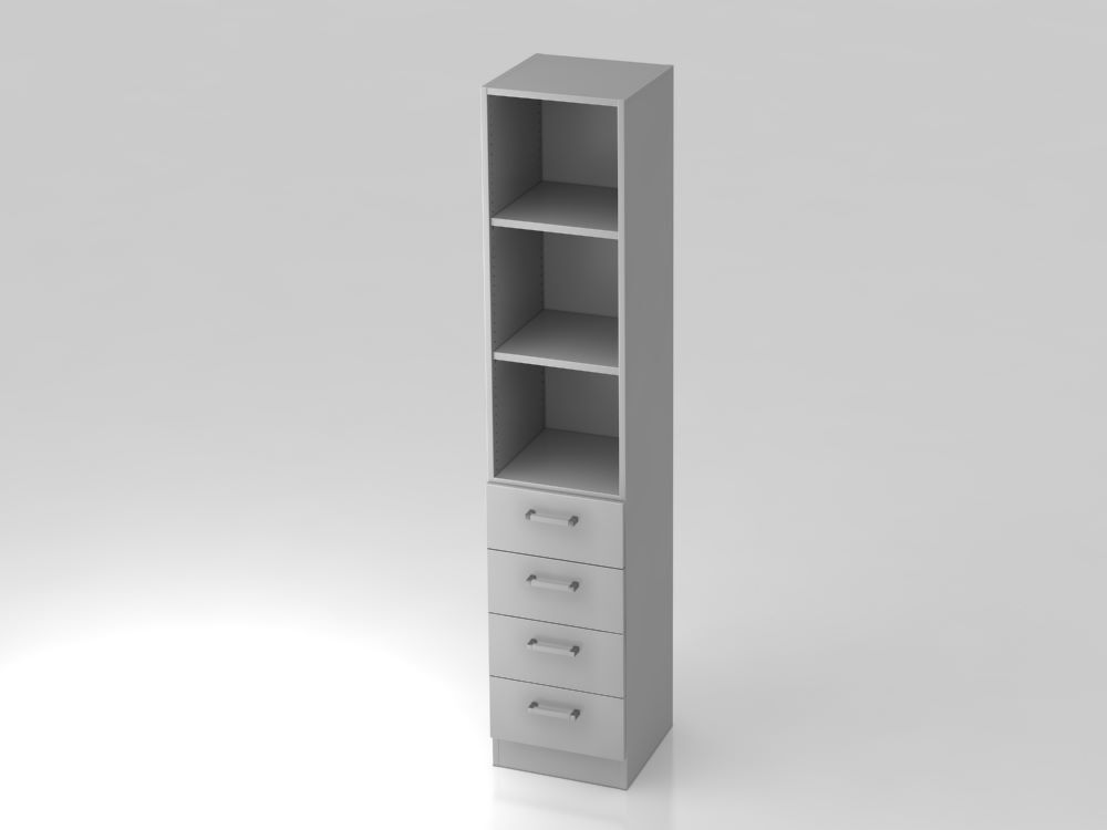 Hammerbacher Regal 5OH Grau 40,6 x 42 x 200,4 cm 4 Schübe CE Grau Produktbild Hammerbacher Regal 5OH Grau 40,6 x 42 x 200,4 cm 4 Schübe CE Grau