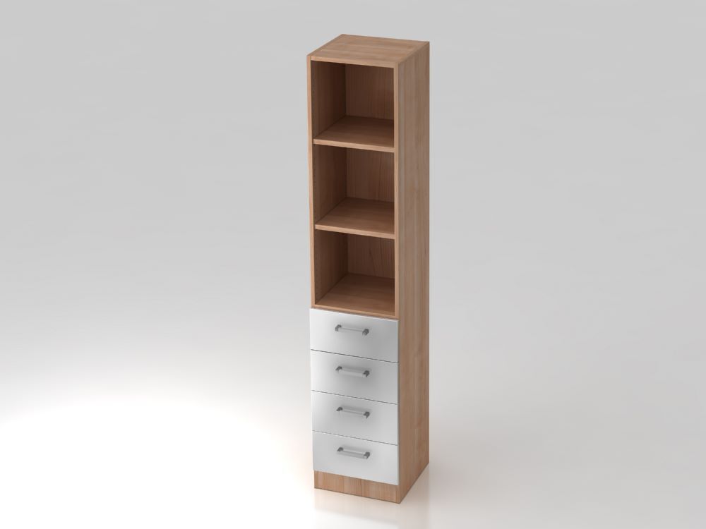 Hammerbacher Regal 5OH in Nussbaum Silber 4 Schübe CE Höhe 200,4 cm Produktbild Hammerbacher Regal 5OH in Nussbaum Silber 4 Schübe CE Höhe 200,4 cm