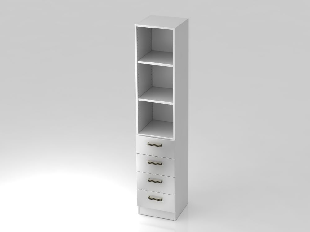 Hammerbacher Regal 5OH 4 Schübe SG Weiß Silber 40,6 x 200,4 cm Produktbild Hammerbacher Regal 5OH 4 Schübe SG Weiß Silber 40,6 x 200,4 cm