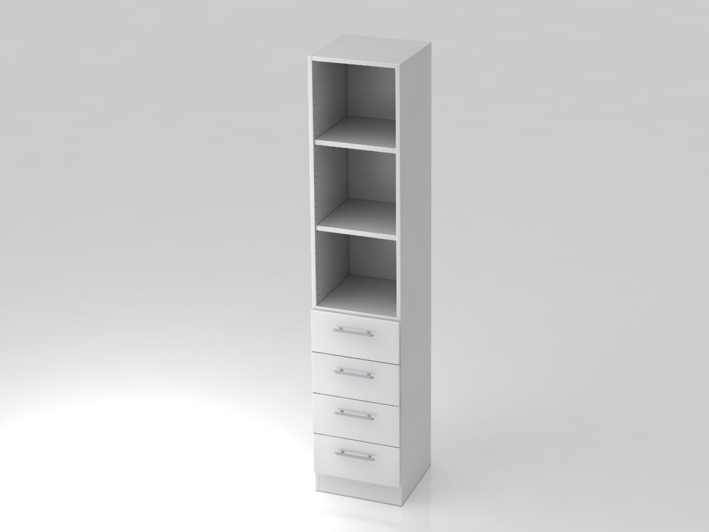 Hammerbacher Regal 5OH in Weiß 4 Schübe RE 40,6 x 200,4 cm Produktbild Hammerbacher Regal 5OH in Weiß 4 Schübe RE 40,6 x 200,4 cm