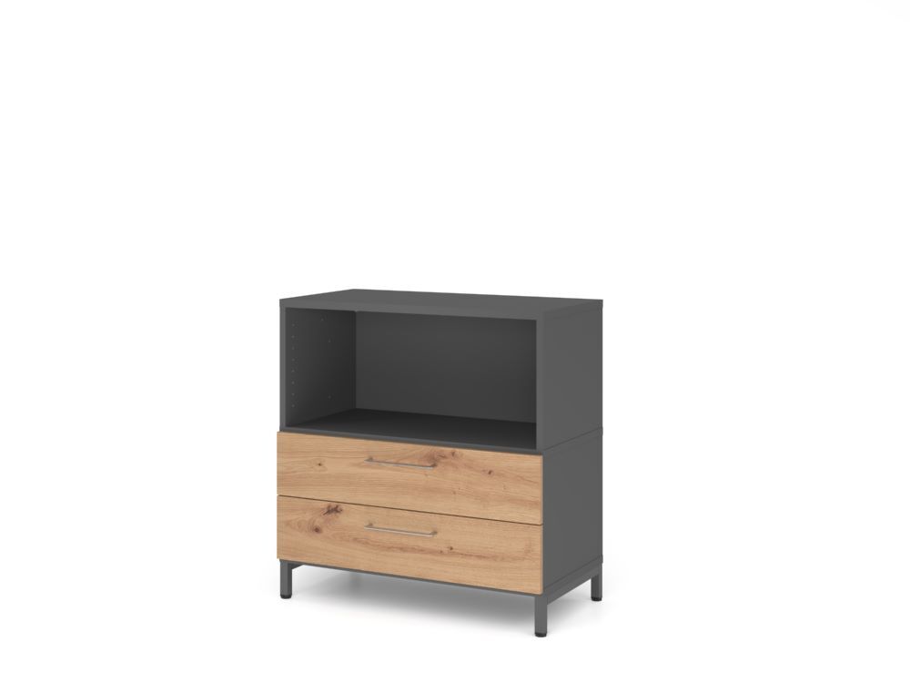 Produktbild Hammerbacher Regal 2OH mit Sockel graphit/asteiche