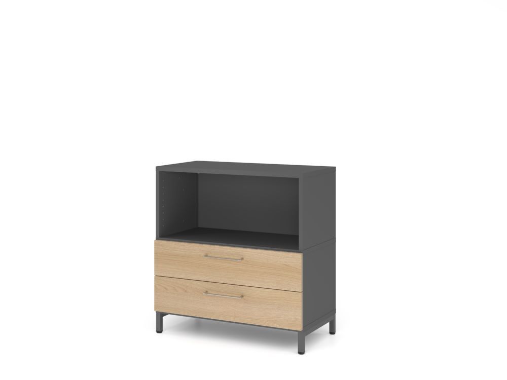 Produktbild Hammerbacher Regal 2OH mit Sockel graphit/eiche