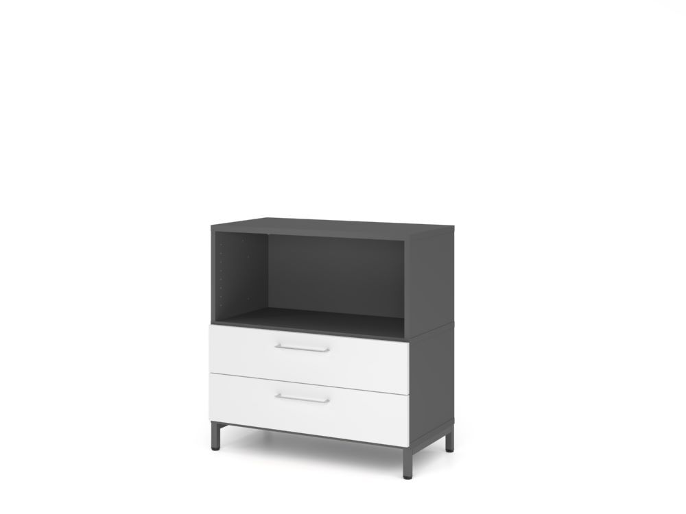Produktbild Hammerbacher Regal 2OH mit Sockel graphit/weiß