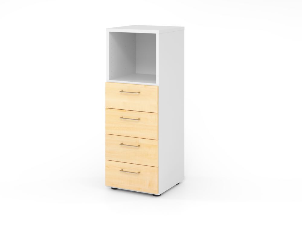 Produktbild Hammerbacher Regal 3OH mit 4 Schübe BS Weiß/Ahorn