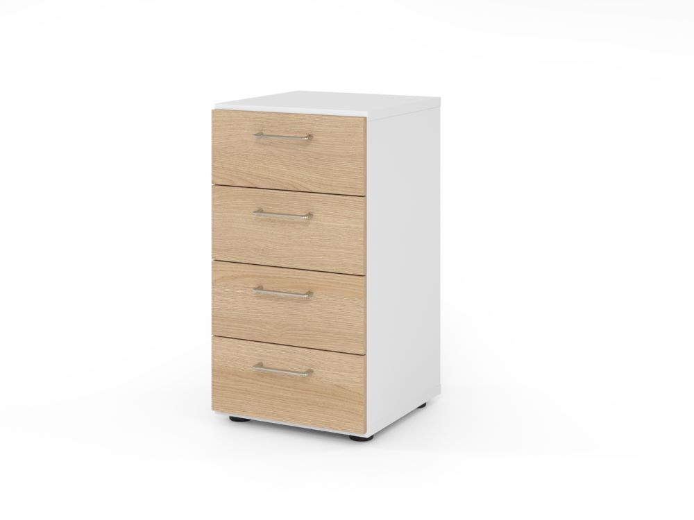 Produktbild Hammerbacher Regal 2OH mit 4 Schübe BS Weiß/Eiche