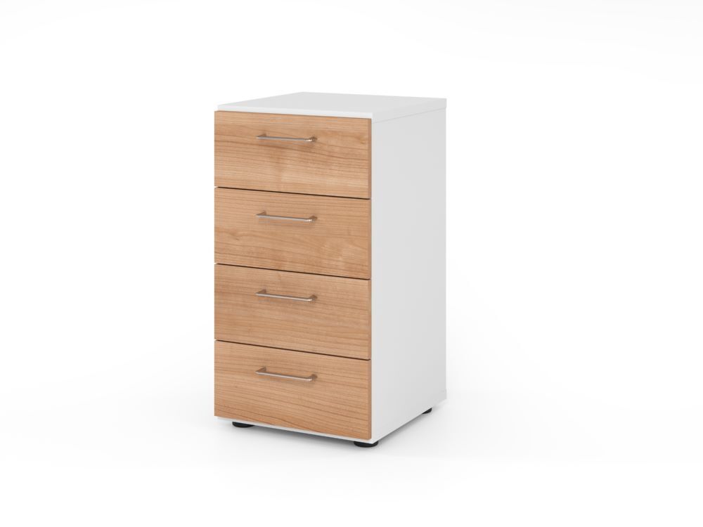 Produktbild Hammerbacher Regal 2OH mit 4 Schübe BS Weiß/Nussbaum