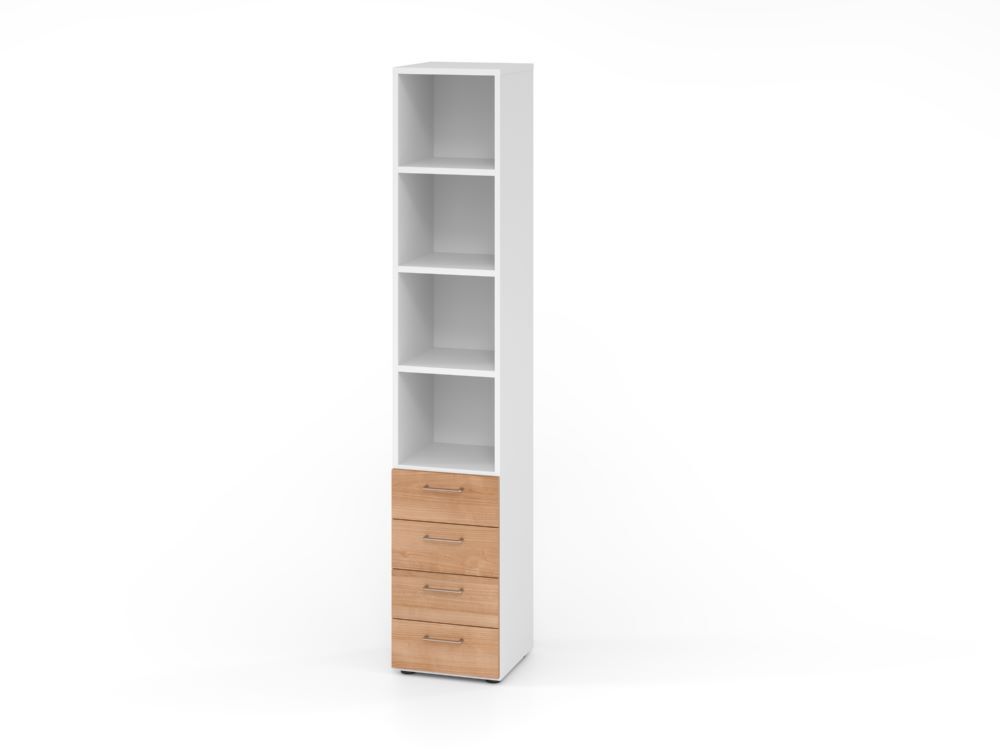 Produktbild Hammerbacher Regal 6OH 4 Schübe Weiß/Nussbaum