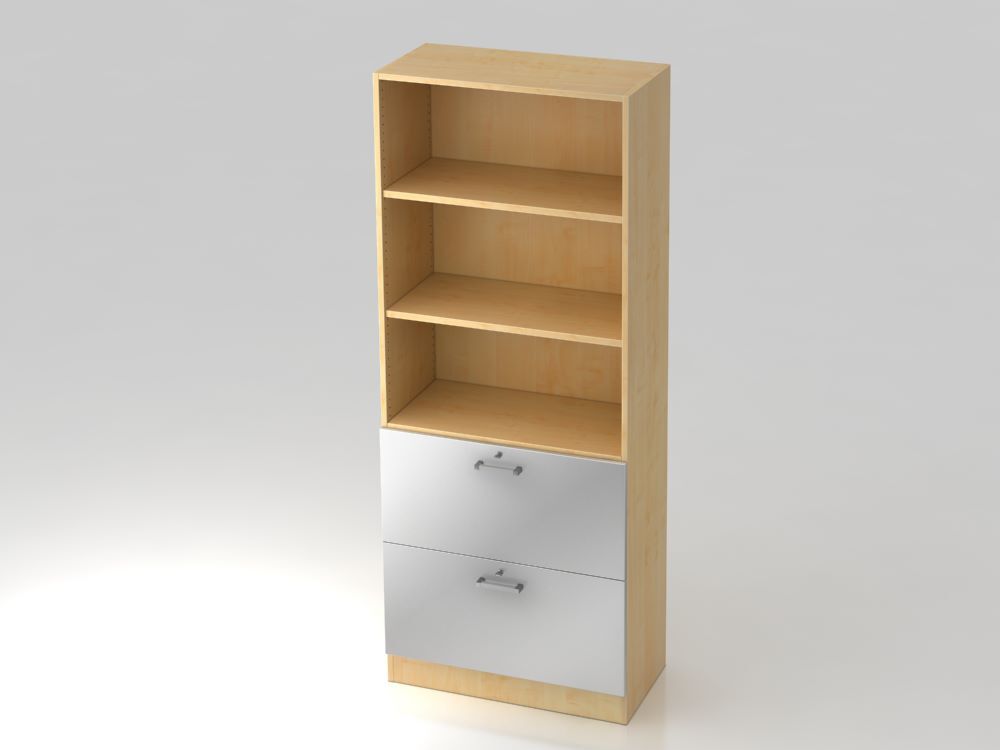 Hammerbacher Regal Ahorn 5OH 80 x 42 x 200,4 cm 2HR mit Sockelblende CE Silber Produktbild Hammerbacher Regal Ahorn 5OH 80 x 42 x 200,4 cm 2HR mit Sockelblende CE Silber