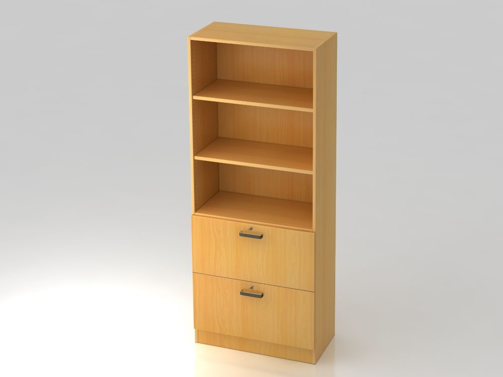 Hammerbacher Regal 3 Fächer 5OH 2HR mit Sockelblende SG Buche Produktbild Hammerbacher Regal 3 Fächer 5OH 2HR mit Sockelblende SG Buche