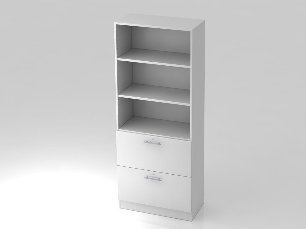 Hammerbacher Regal 2 Hängeregister 5OH Sockelblende RE Weiß Produktbild Hammerbacher Regal 2 Hängeregister 5OH Sockelblende RE Weiß