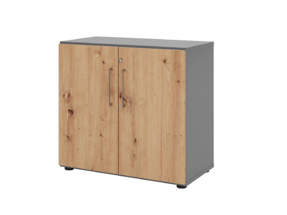 Hammerbacher Regal mit Türen 2OH 928T2 abschließbar Graphit/Asteiche Produktbild Hammerbacher Regal mit Türen 2OH 928T2 abschließbar Graphit/Asteiche