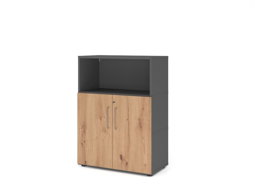 Produktbild Hammerbacher Regal mit Türen 3OH graphit/asteiche