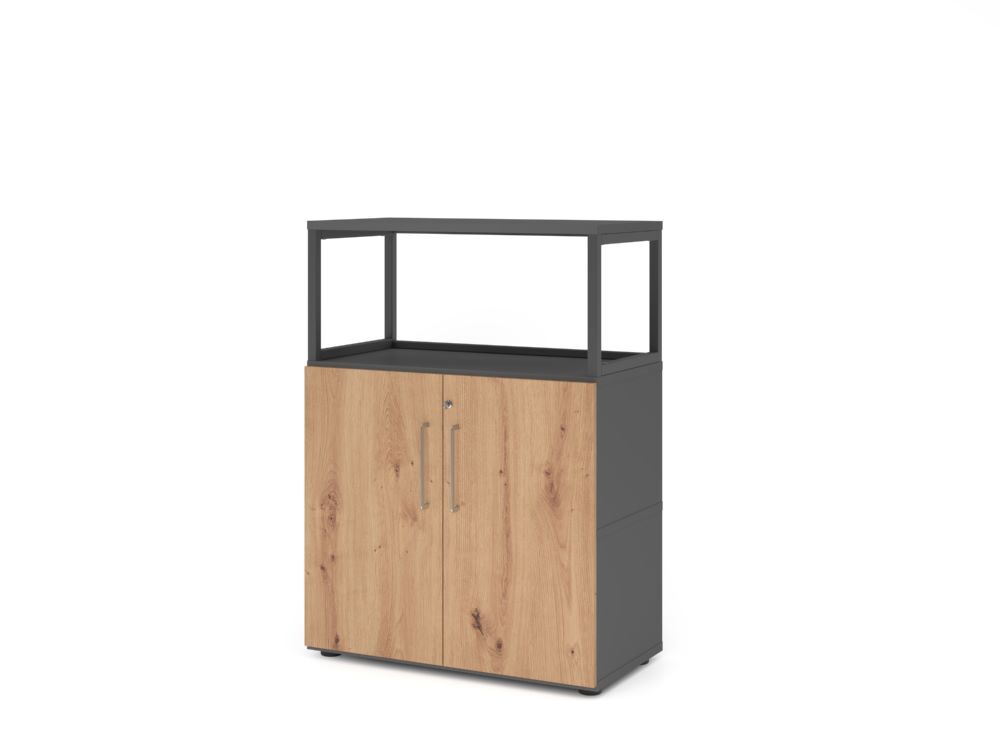 Produktbild Hammerbacher Regal mitTüren 3OH graphit/asteiche