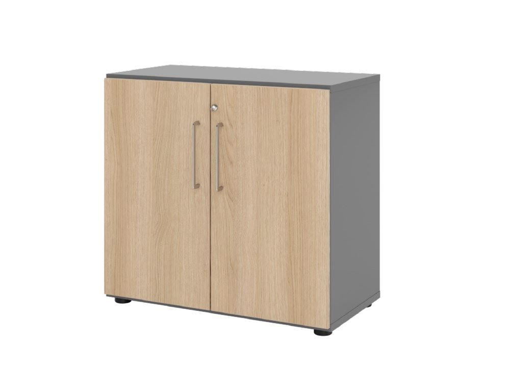 Hammerbacher Regal mit Türen 2OH 928T2 Graphit/Eiche B 80 x T 42 x H 74,6 cm Produktbild Hammerbacher Regal mit Türen 2OH 928T2 Graphit/Eiche B 80 x T 42 x H 74,6 cm