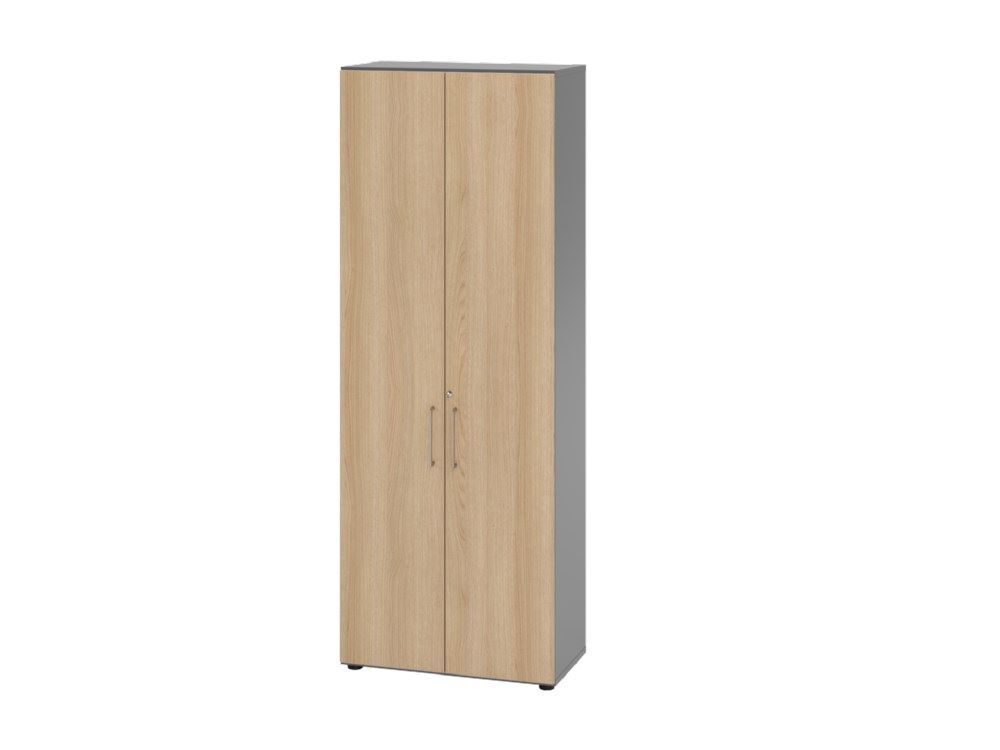 Hammerbacher Regal mit Türen 6OH 968T6 Graphit / Eiche B 80 x T 42 x H 215,4 cm Produktbild Hammerbacher Regal mit Türen 6OH 968T6 Graphit / Eiche B 80 x T 42 x H 215,4 cm