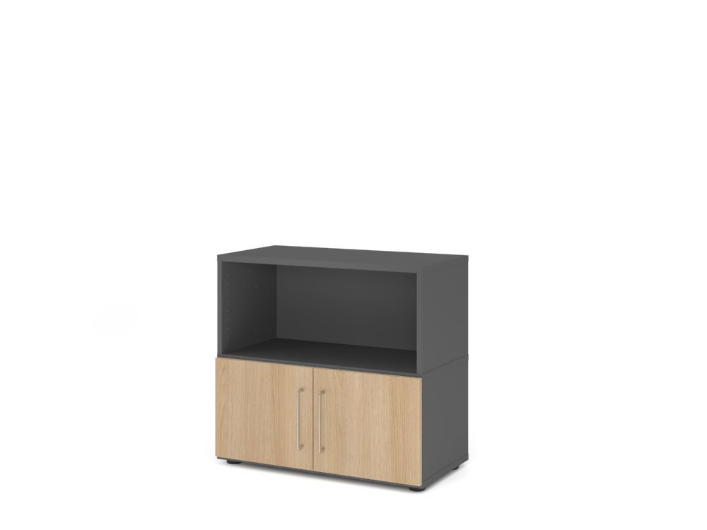 Produktbild Hammerbacher Regal mit Türen 2OH graphit/eiche