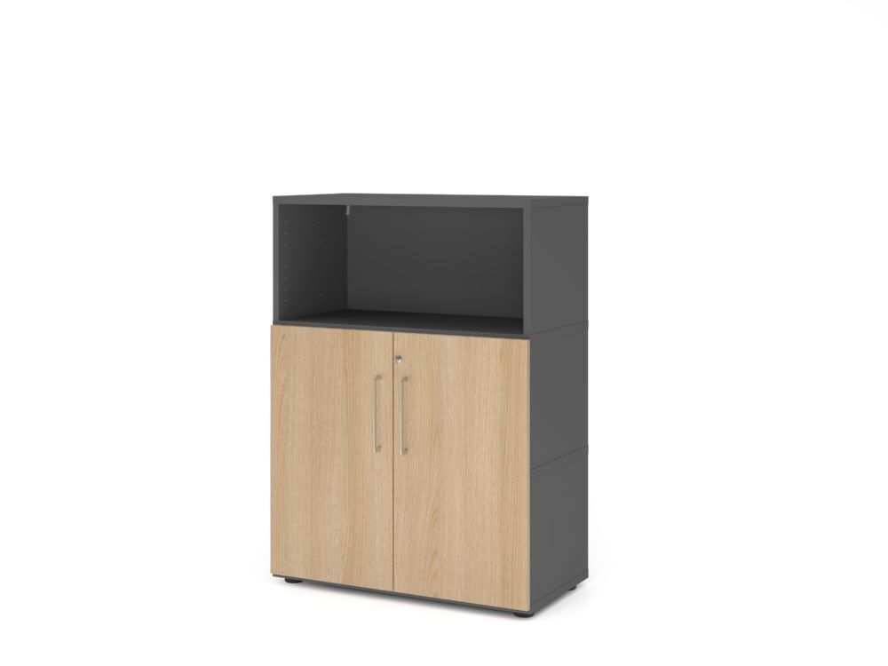 Produktbild Hammerbacher Regal mit Türen 3OH graphit/eiche