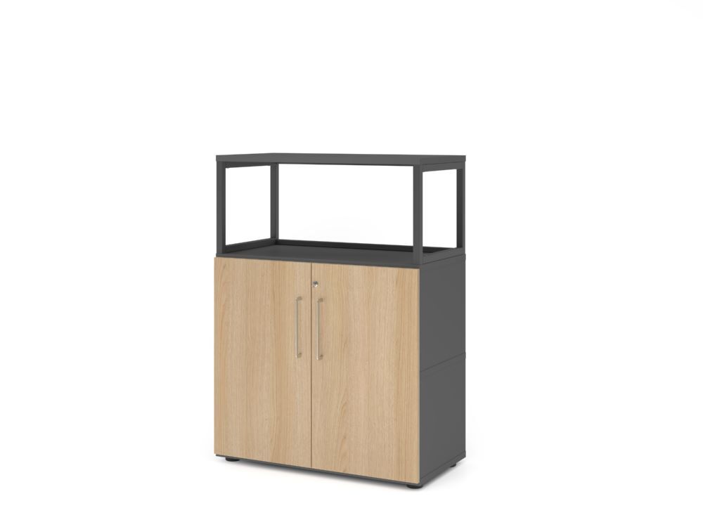 Produktbild Hammerbacher Regal mit Türen 3OH graphit/eiche