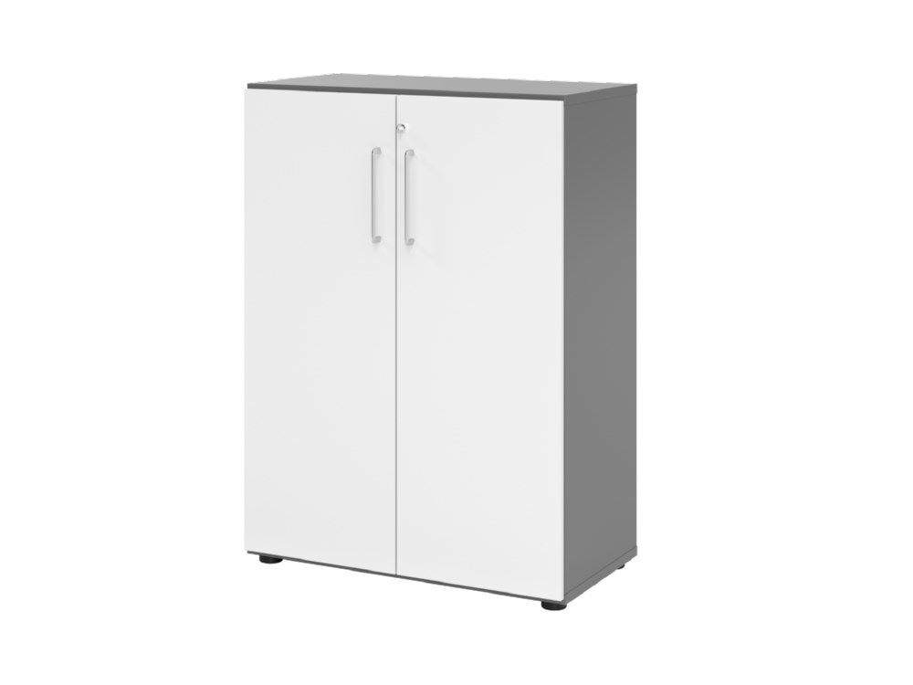 Hammerbacher Regal mit Türen 3OH 938T3 Graphit / Weiß B 80 x T 42 x H 110 cm Produktbild Hammerbacher Regal mit Türen 3OH 938T3 Graphit / Weiß B 80 x T 42 x H 110 cm