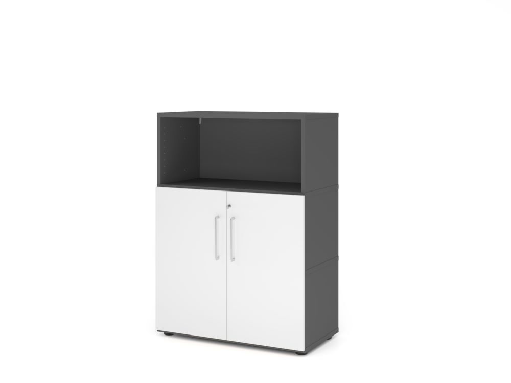 Produktbild Hammerbacher Regal mit Türen 3OH graphit/weiß