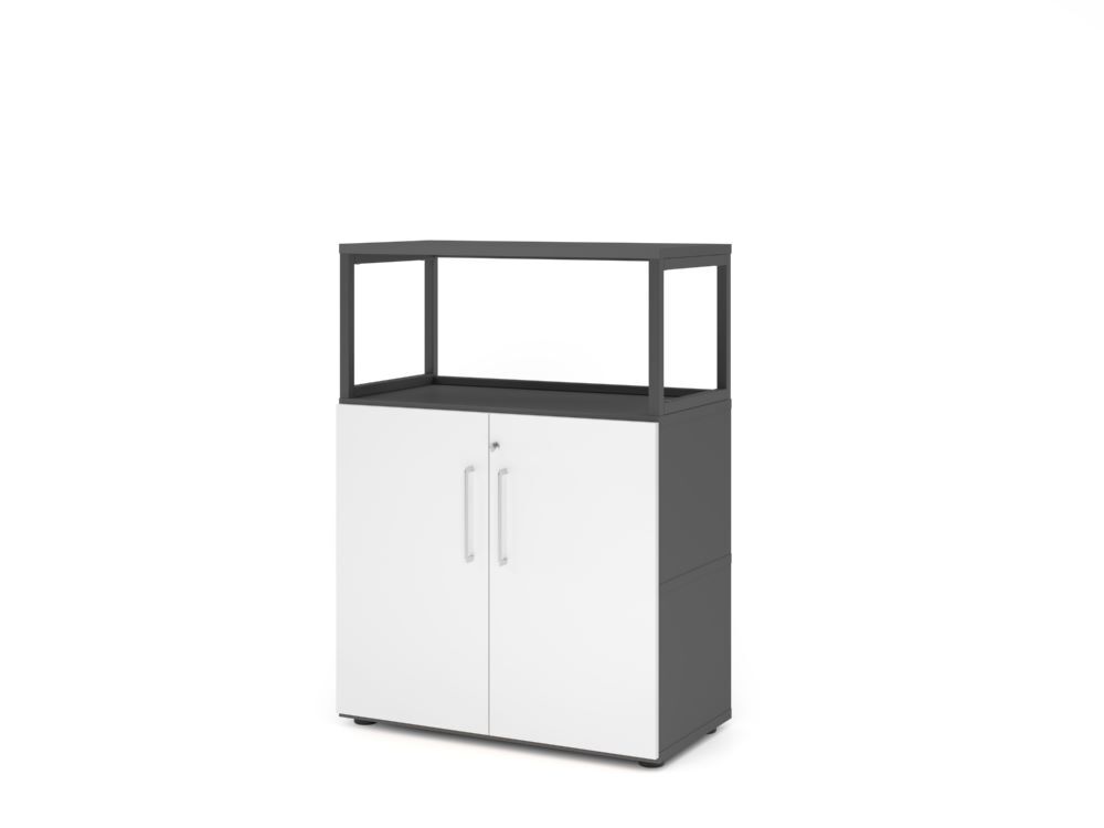 Produktbild Hammerbacher Regal mit Türen 3OH graphit/weiß