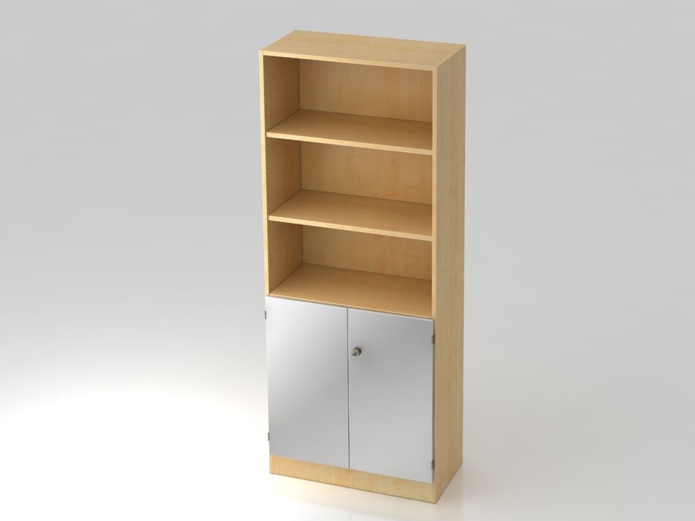 Hammerbacher Regal Ahorn 5OH 80 x 42 x 200,4 cm 2OH Türen in Silber Produktbild Hammerbacher Regal Ahorn 5OH 80 x 42 x 200,4 cm 2OH Türen in Silber