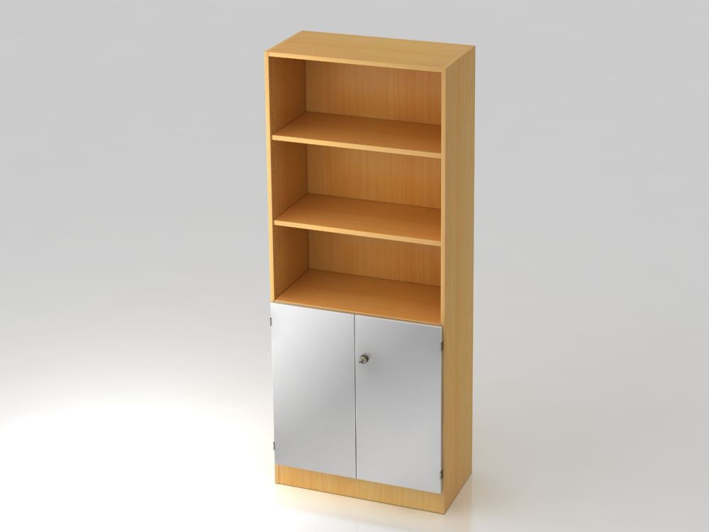 Hammerbacher Regal in Buche 5OH 80 x 42 x 200,4 cm 2OH Türen in Silber Produktbild Hammerbacher Regal in Buche 5OH 80 x 42 x 200,4 cm 2OH Türen in Silber