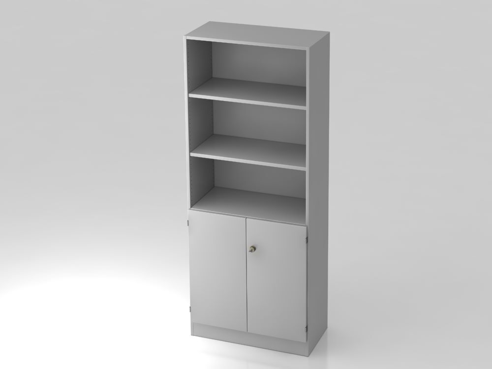 Hammerbacher Regal 5OH 80 x 42 x 200,4 cm 2OH Türen Grau Produktbild Hammerbacher Regal 5OH 80 x 42 x 200,4 cm 2OH Türen Grau