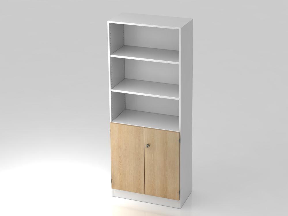 Hammerbacher Regal Weiß 5OH 80 x 42 x 200,4 cm 2OH Türen Eiche Produktbild Hammerbacher Regal Weiß 5OH 80 x 42 x 200,4 cm 2OH Türen Eiche