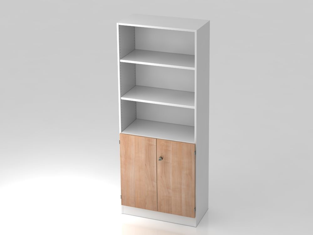 Hammerbacher Regal Weiß 5OH 80 x 42 x 200,4 cm 2OH Türen in Nussbaum Produktbild Hammerbacher Regal Weiß 5OH 80 x 42 x 200,4 cm 2OH Türen in Nussbaum