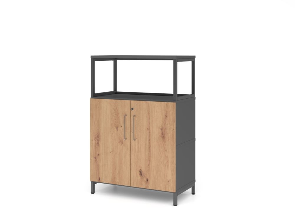 Produktbild Hammerbacher Regal Türen 3OH mit Sockel graphit/asteiche
