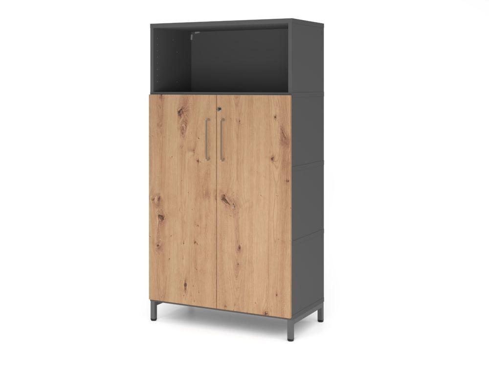 Produktbild Hammerbacher Regal Türen 4OH mit Sockel graphit/asteiche