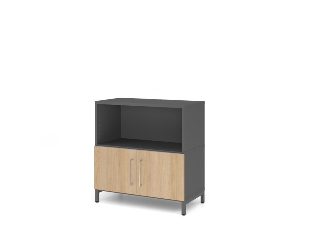 Produktbild Hammerbacher Regal mit Türen 2OH und Sockel graphit/eiche