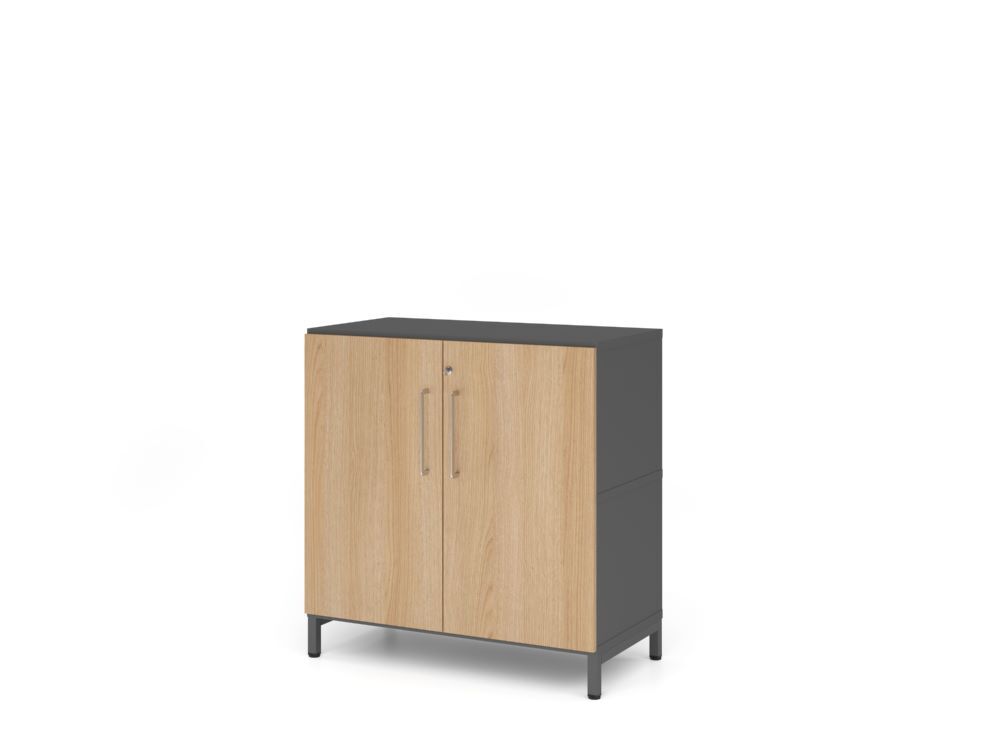 Produktbild Hammerbacher Regal mit Türen 2OH und Sockel graphit/eiche