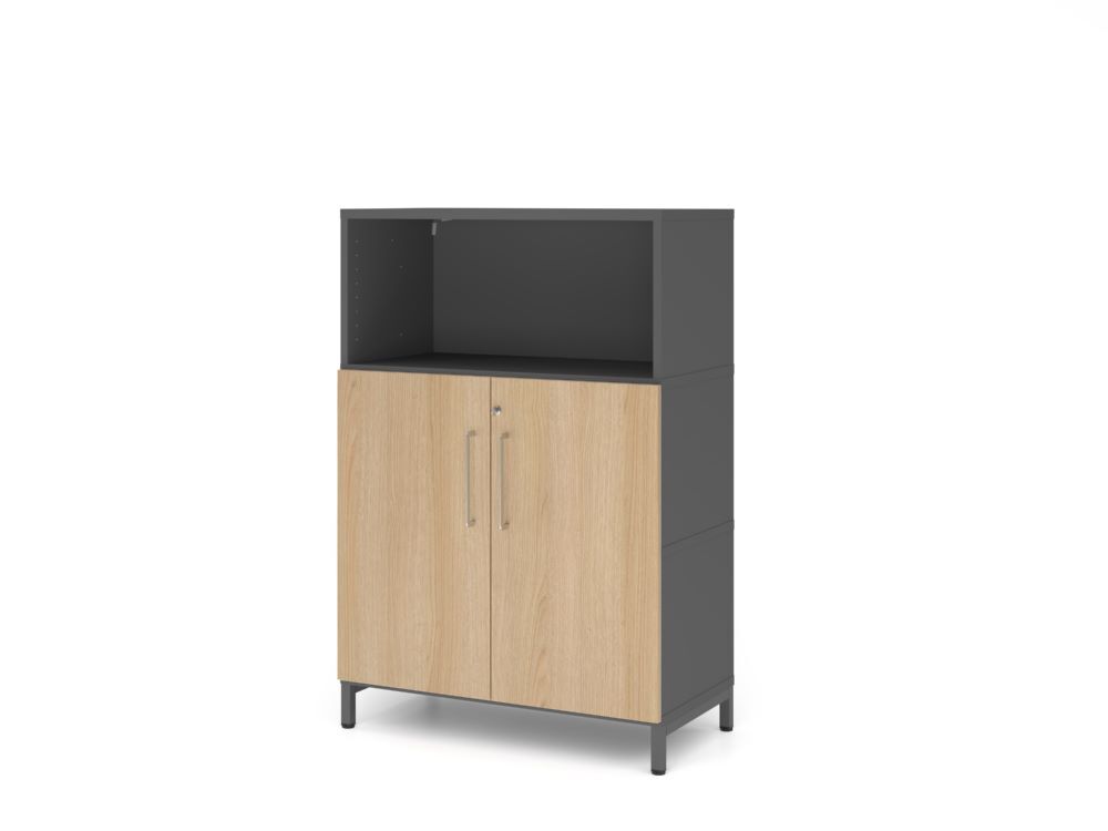 Produktbild Hammerbacher Regal Türen 3OH mit Sockel graphit/eiche