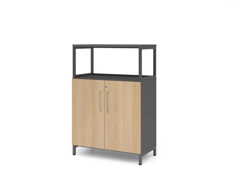 Produktbild Hammerbacher Regal Türen 3OH mit Sockel graphit/eiche