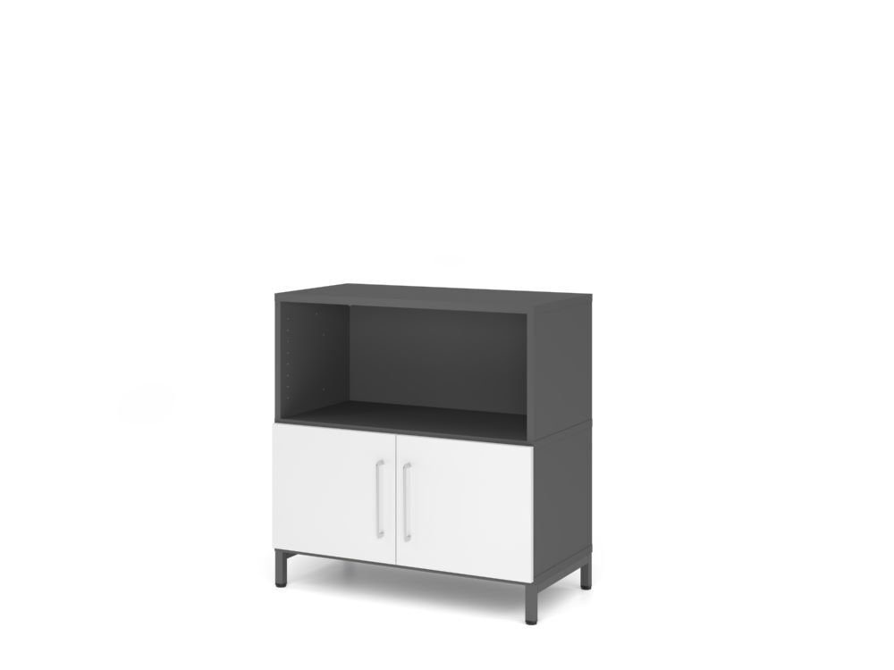 Produktbild Hammerbacher Regal mit Türen 2OH und Sockel graphit/weiß